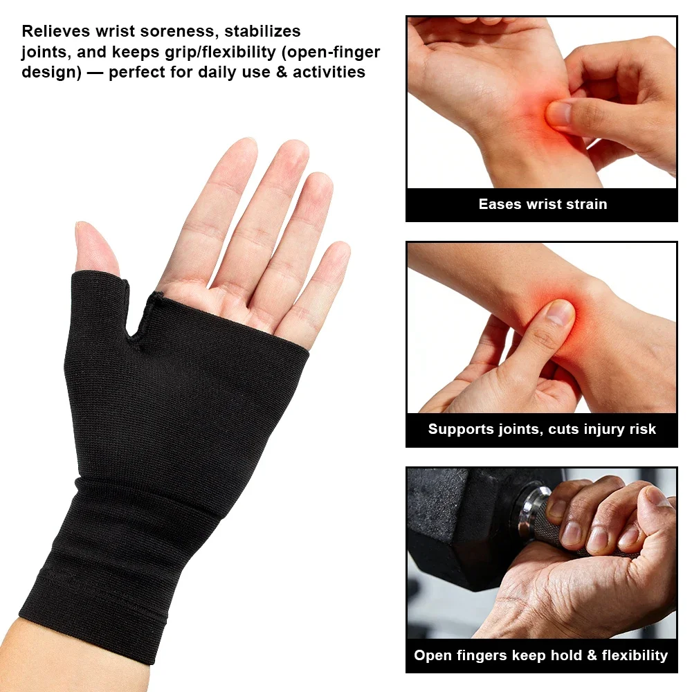 1/2Pairs Anti-fatigue Compression Arthritis Hand Gloves, Stretch Wrist Thumb Protective Sleeve, Support Carpal Tunnel, Sports