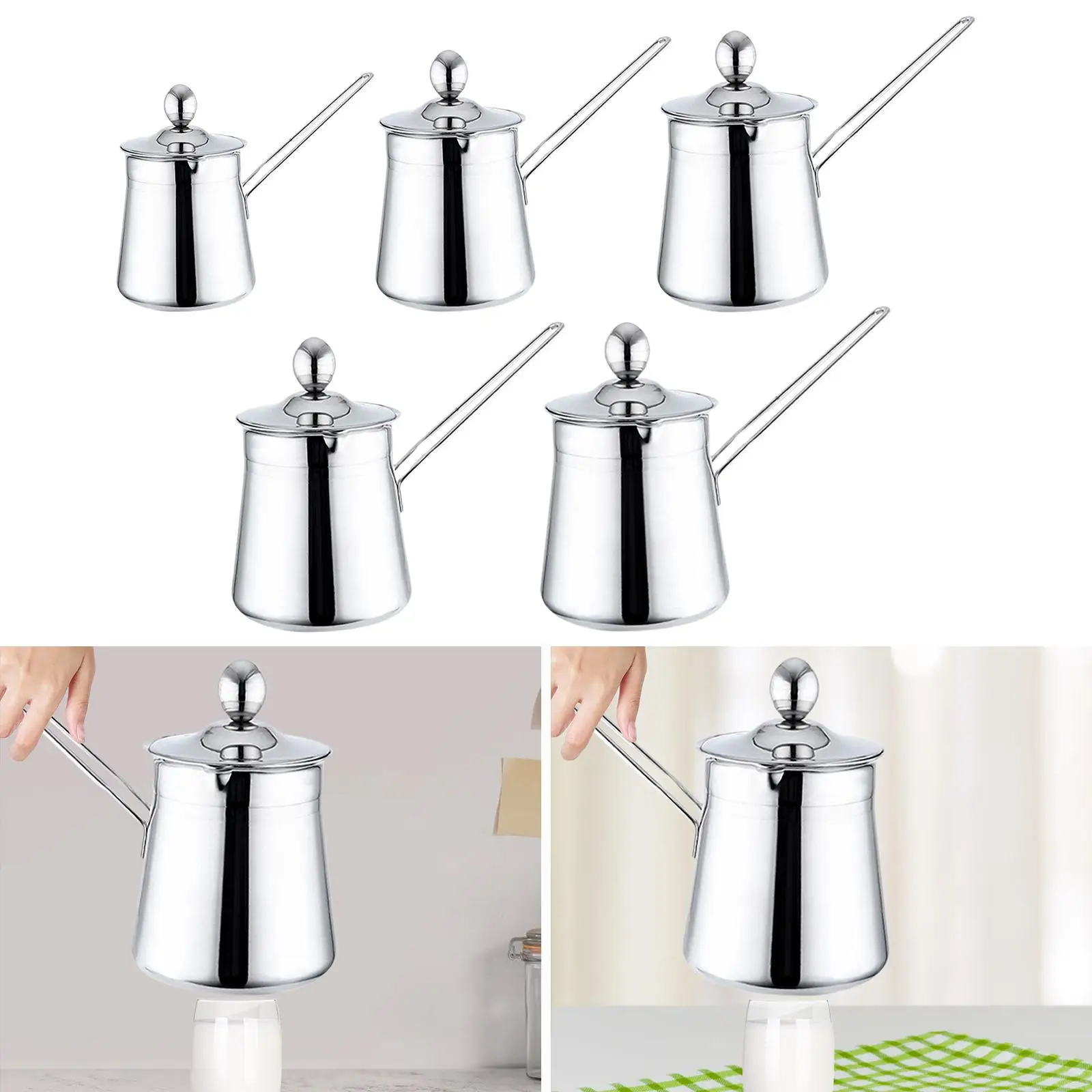 

Stainless Steel Turkish Coffee Pot with Lid and Handle Coffee Maker for Bar