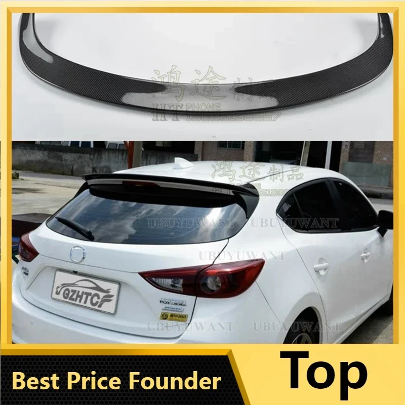 

ДЛЯ Mazda 3, хэтчбек, автомобильный спойлер из настоящего углеродного волокна, крыло заднего окна автомобиля, задний губ, средний хвост, аксессуары для Mazda3 2014-2019