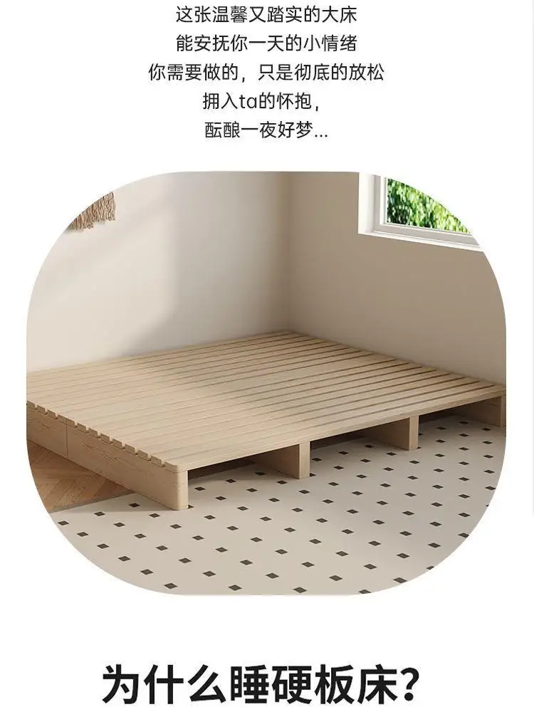 Solid wood Japanese tatami floor-to-ceiling short bed rental room bed frame floor double skeleton moisture-proof rental house