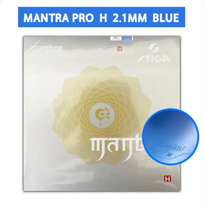 STIGA MANTRA PRO M/H Kleurrijk Tafeltennisrubber, niet-klevend, met een medium harde topsheet en een cake-spons.