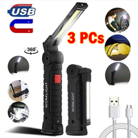 USB Rechargeable LED Flashlight with Built-in Battery COB Folding Work Torch 5 Lighting Modes for Camping Car Repair Lantern