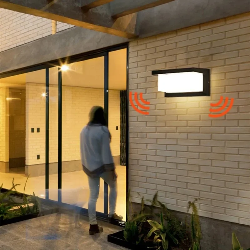 Outdoor wall lights, LED waterproof IP65 radar sensor fixtures, surface mounted porch lights, balcony garden exterior wall light