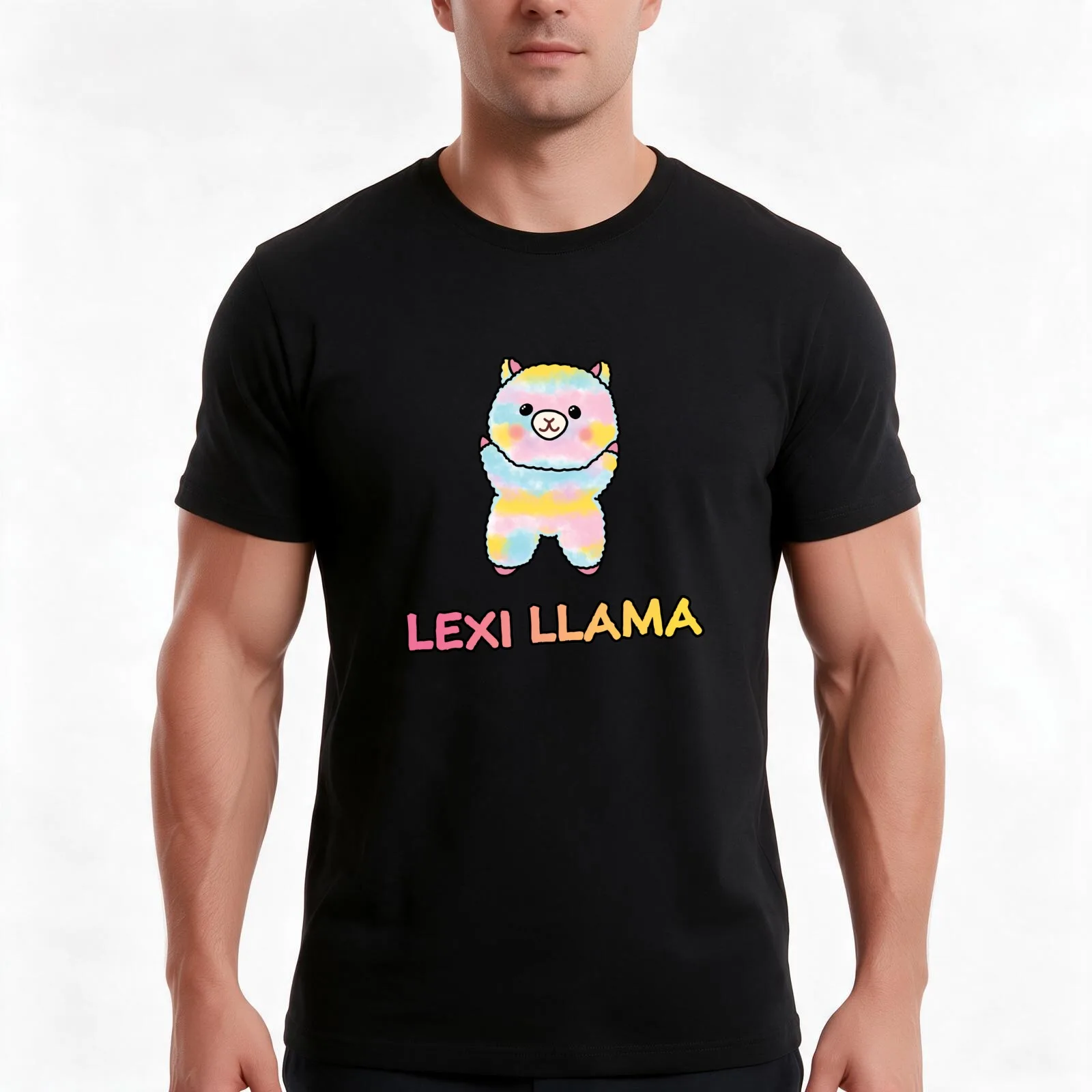 Lexi Llama Hensler T-Shirt, Summer Casual Cotton Tee, Oversized Streetwear Tops, Vintage Graphic Print, Loose Fit Short Sleeve
