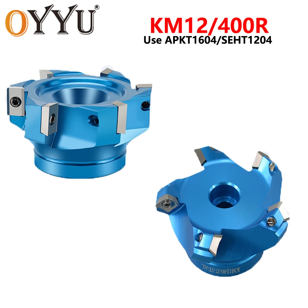 

OYYU 45° KM12 400R 50 22 63 27 Chamfering Face Milling Tool Holder Cutter Head Aluminum SEHT1204 Inserts 4T 5T 6T 7T 40-125mm