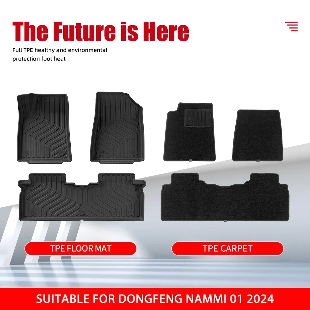 All Weather Car Floor Mat for Dongfeng NAMMI 01 2024 Custom 3D TPE Car Mats Waterproof Non-slip Carpet Car Foot Mat