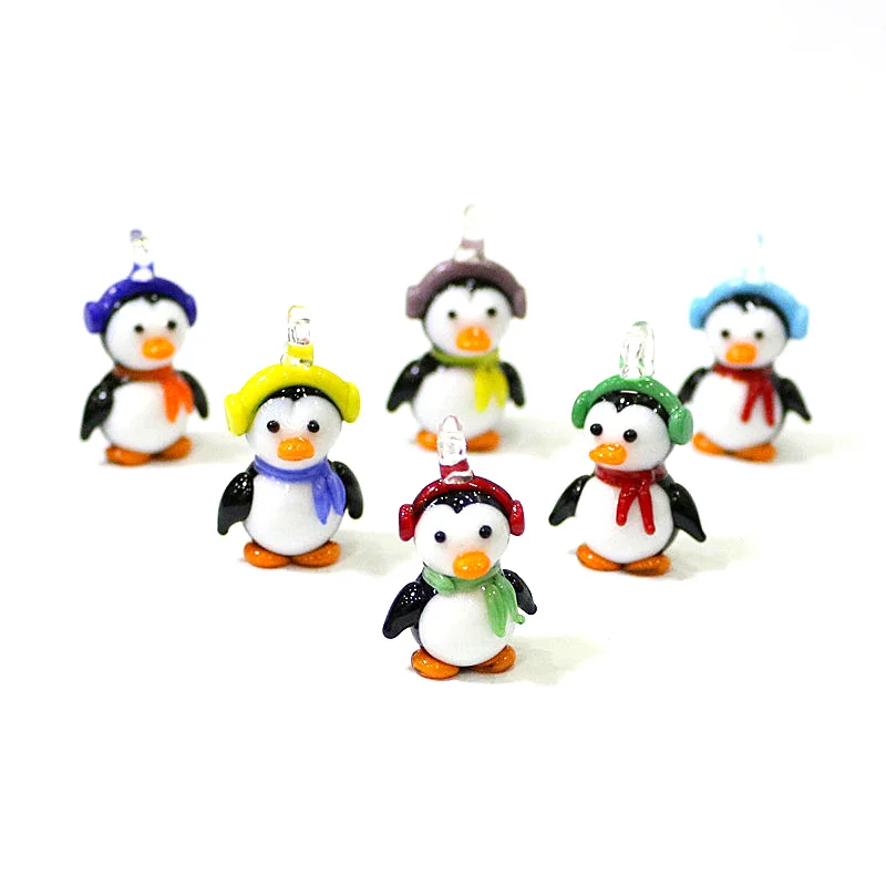

Mini Glass Penguin Figurine Pendant Cute Marine Animal Charm for Diy Jewelry Making Accessories or Christmas Decoration Supplies
