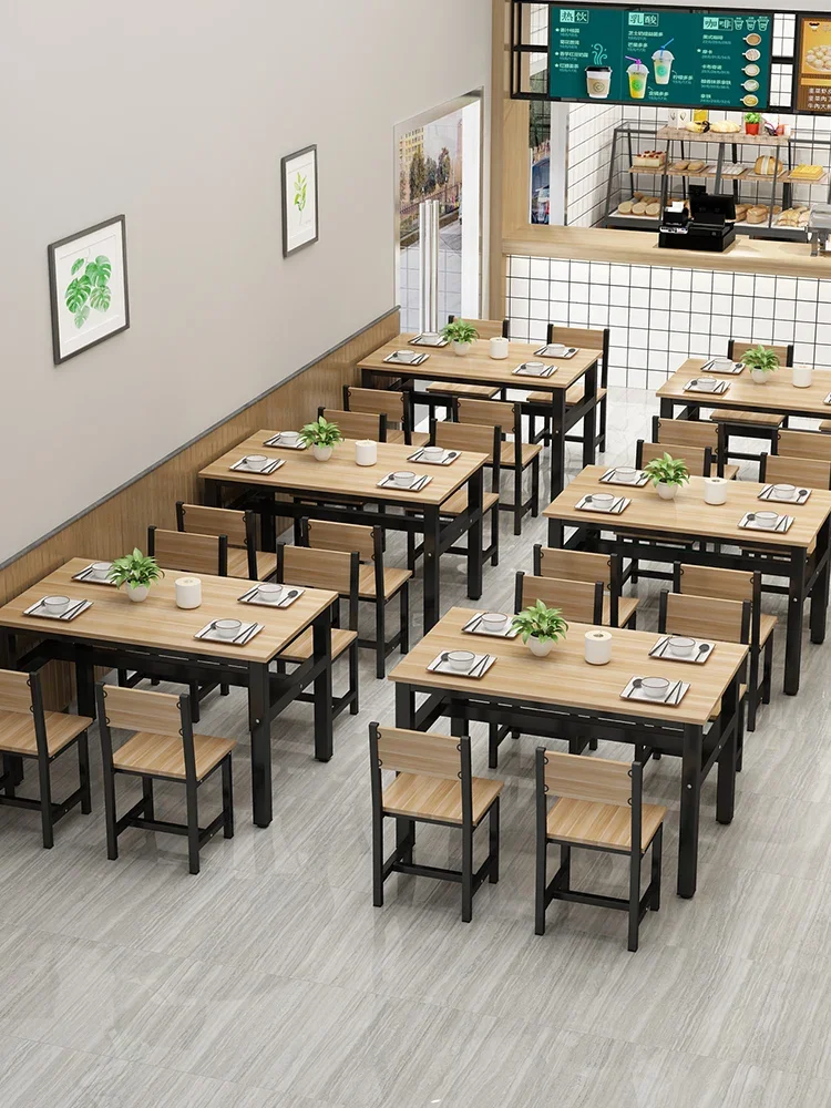 

Breakfast Shop Catering Commercial Tables Fast Food Snack Bar Dining Table and Chair Combination Rental Room Restaurant