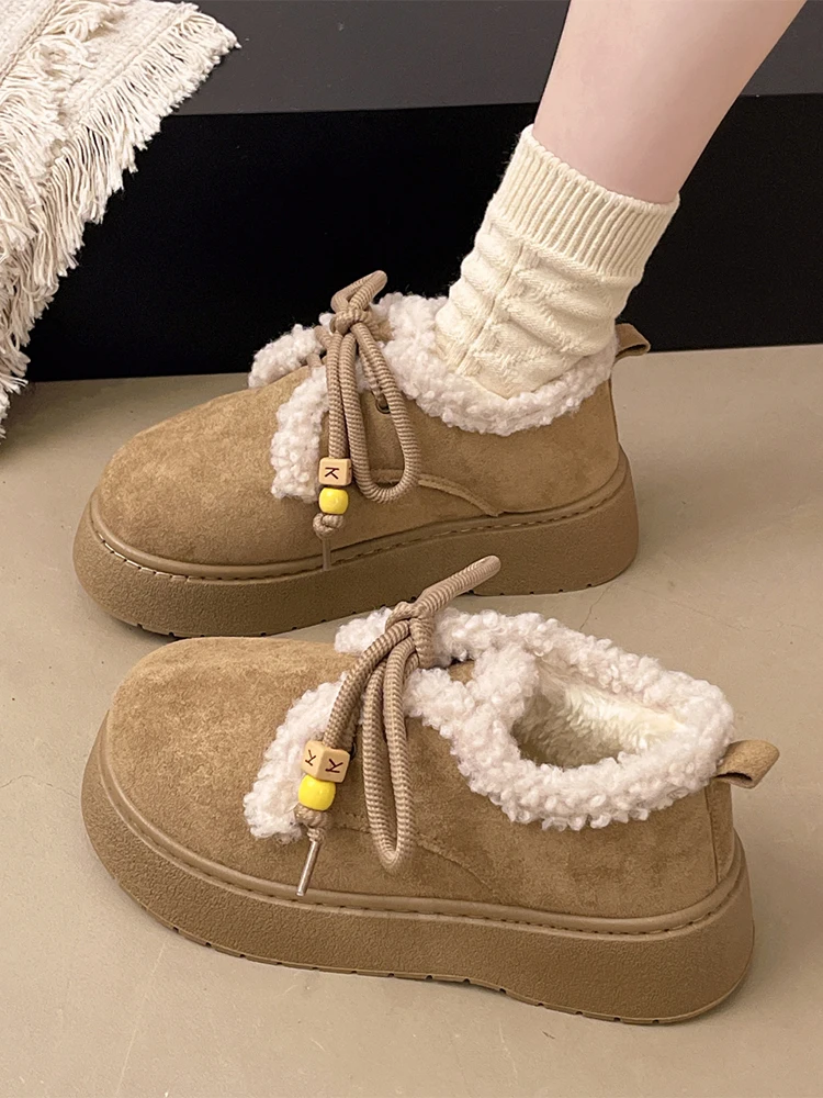 

Женские зимние утепленные ботинки на шнуровке в стиле ретро, короткие, на резиновой подошве, в корейском стиле