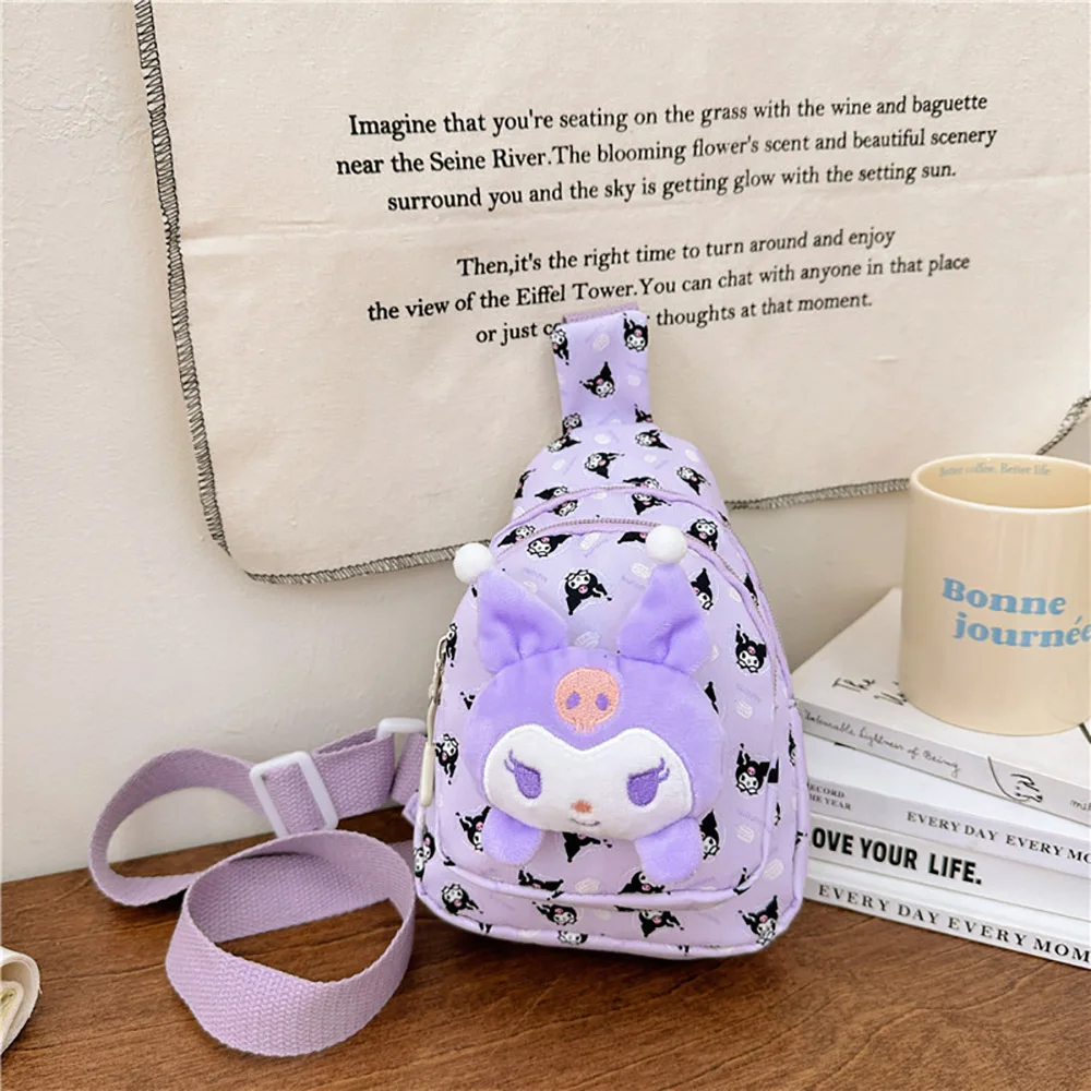 Torba na ramię Cinnamoroll Pom Pom Purin Kuromi, torba z postaciami z kreskówek, przenośny plecak podróżny, torebka, torba na zakupy, prezent świąteczny dla chłopców i dziewcząt