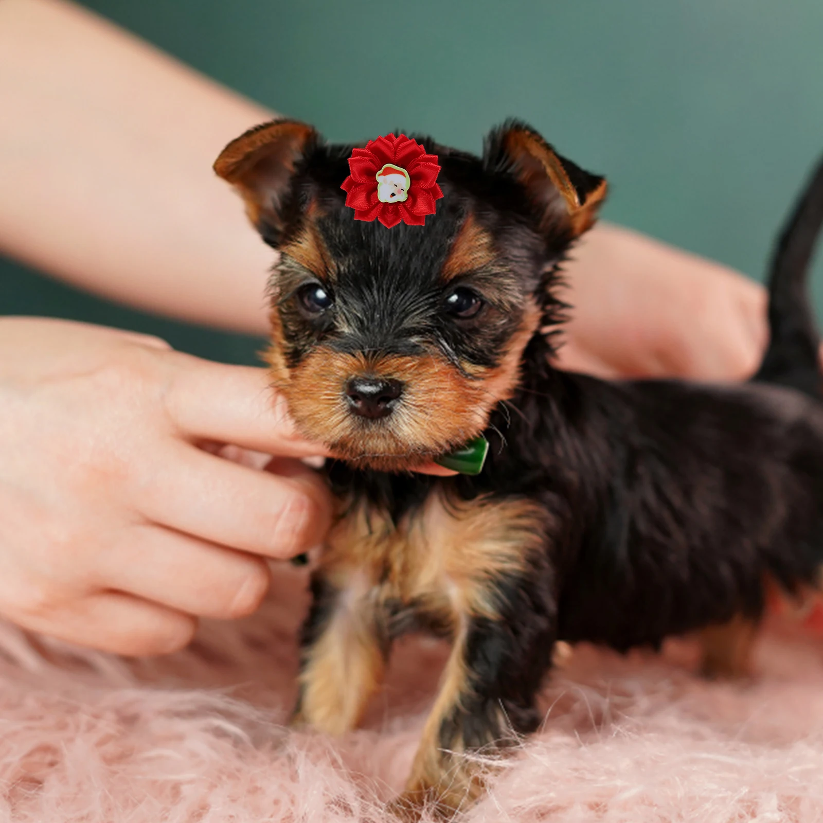 

Pet Accessories Puppy Dog Bows Christmas Hair Bands Holiday Festival Headwear Soft Cloth Flower Grooming Decoration Rubber