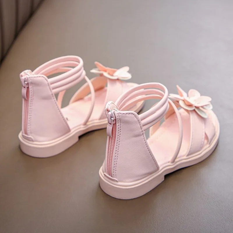 New 2023 Gladiator Kids Shoes Sandals for Girls Summer Shoes Flower Children's Flat Sandals Due To Princess Shoes 3 To 12 Years