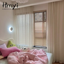 Modern linen Sheer Window Curtains for Living Room Bedroom Window Translucent Curtain for Doorway Background Home Decor Contias