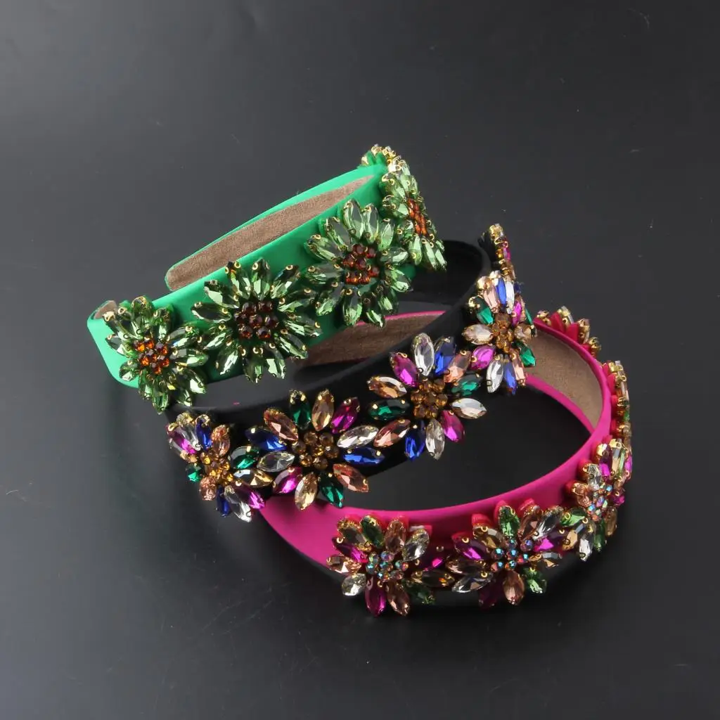 Headdress New Fashion Baroque Colorful Rhinestone Personality Hair Hoop Women Catwalk Luxury Hair Accessories Headband 909