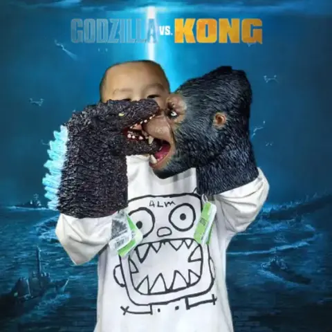 20cm anime godzilla vs king kong mão brinquedos de borracha macia fantoche realista godzilla mão interação monstros brinquedos crianças presentes