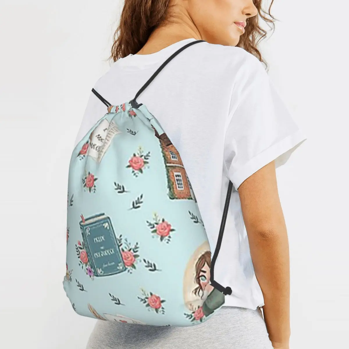 Pride And Prejudice - Jane Austen Inspiration Backpacks Portable Drawstring Bags Sports Bag Book Bags for Travel School
