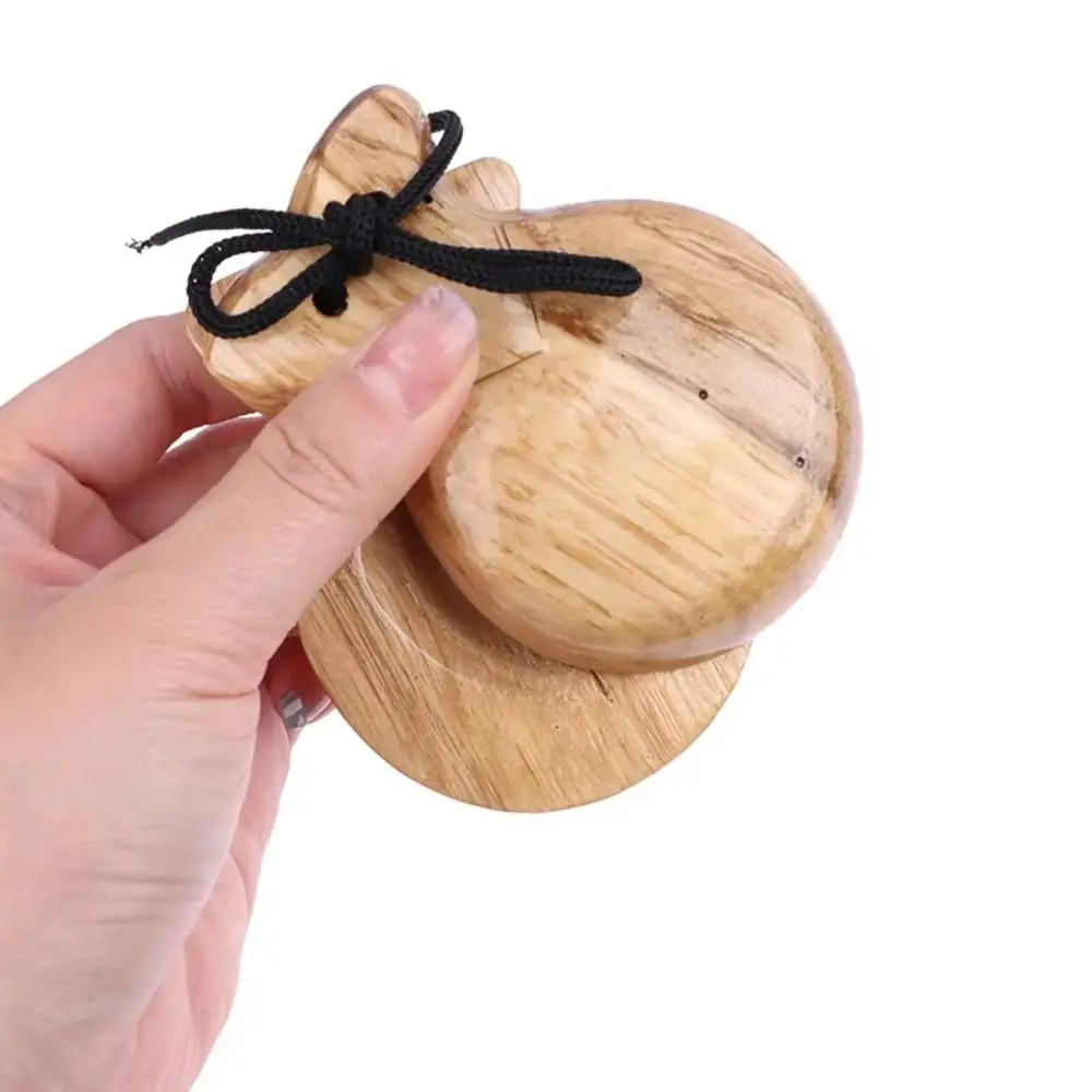 Orff Percussion Wood Castanets Traditional Design Hardwood Wooden Clapper with String Flamenco Style Percussion Castanets