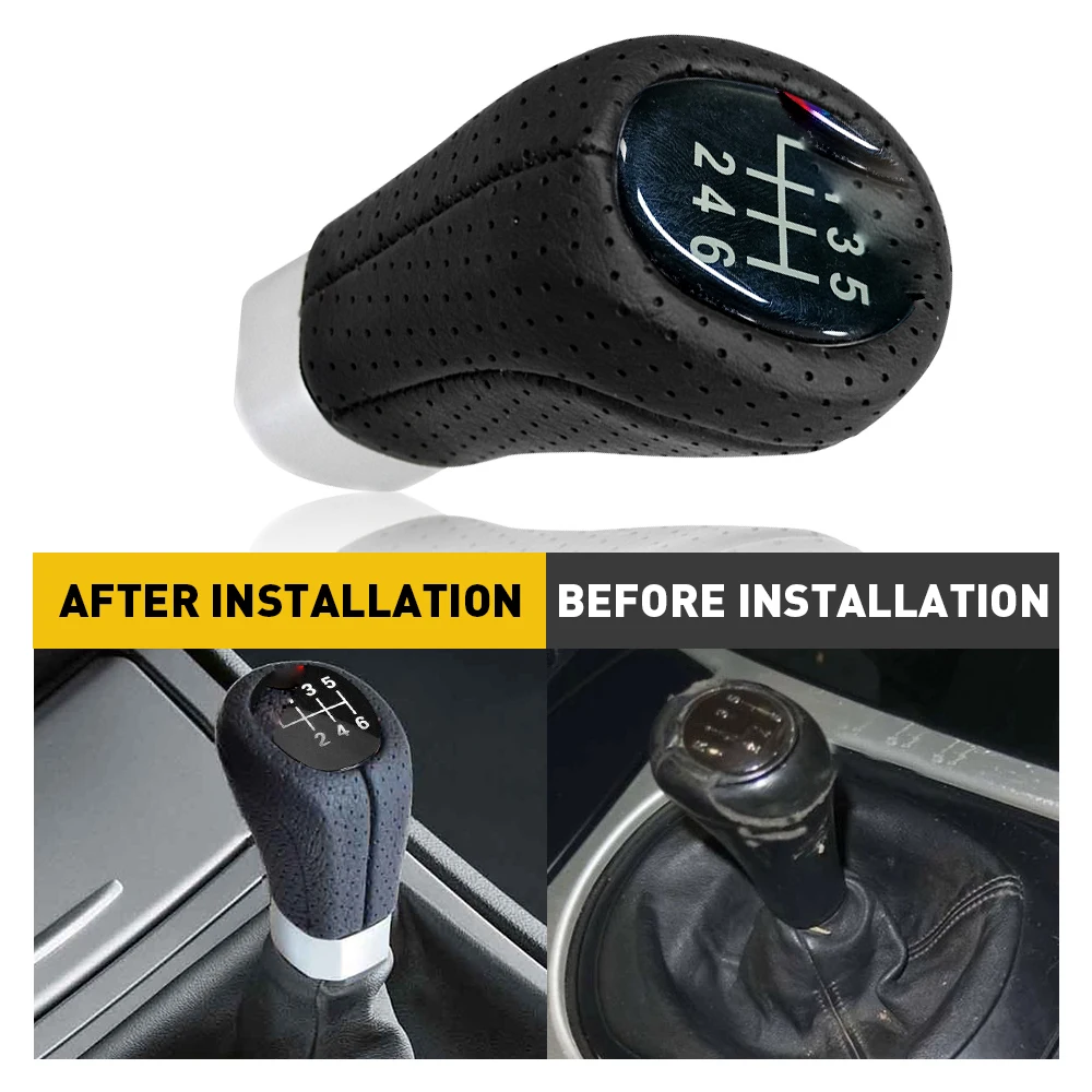 For BMW E64 E63 M4 E61 530XiT E60 M5 535xi 530xi 525xi E46 Gear Shift Knob Cover Black Leather 6 Speed Car Interior Accessories