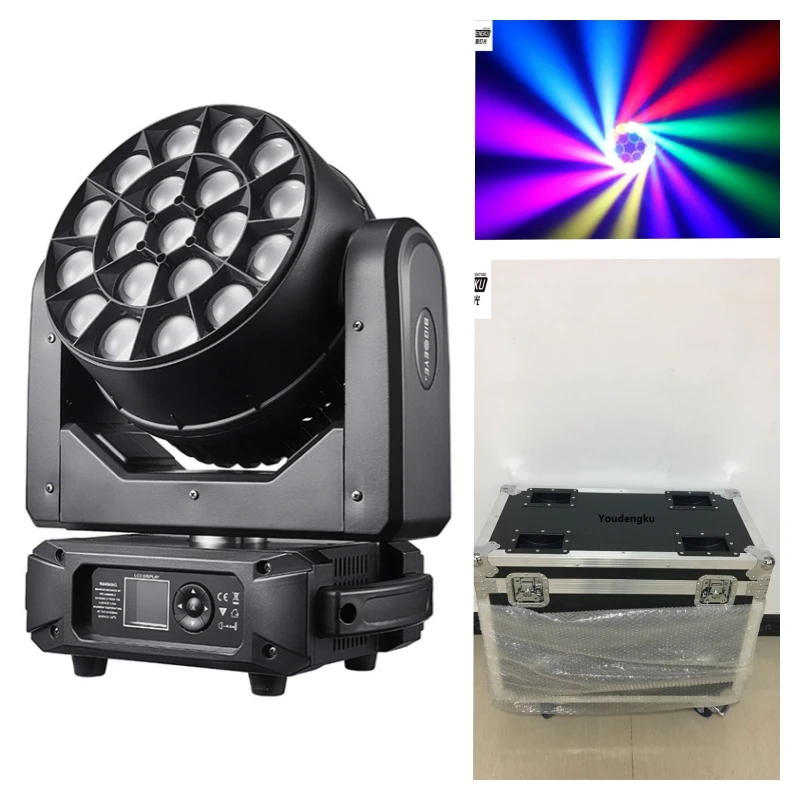

6 pieces with flightcase Stage Disco DJ led moving head dmx 19x40 watt wash beam rgbw 4in1 led moving head zoom light