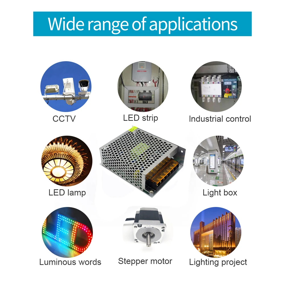 AC 220V To DC 12V Switching Power Supply 12 V Volt 1A 2A 3A 5A 6A 8A 10A 12A 15A 20A - 50A Light Transformer Source Adapter SMPS