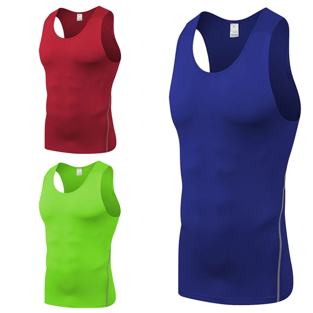 Men Compression Sport Vest Tank Boy Base Layer Sleeveless Sweatshirt Tight Cycling Basketball Fitness Running Top Quick Drying