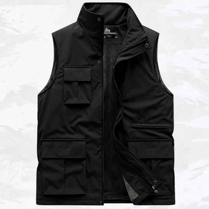 

Winter Men Fleece Warm Vest With Many Pockets Autumn Men's Casual Thick Multi Pocket Waistcoat New Sleeveless Jacket Male