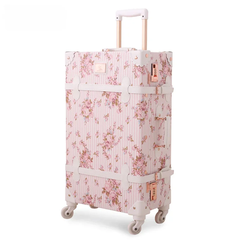 Retro luggage set trolley suitcase bag woman fashion rolling luggage case 20 inch Cabin Rolling Luggage travel suitcase on wheel