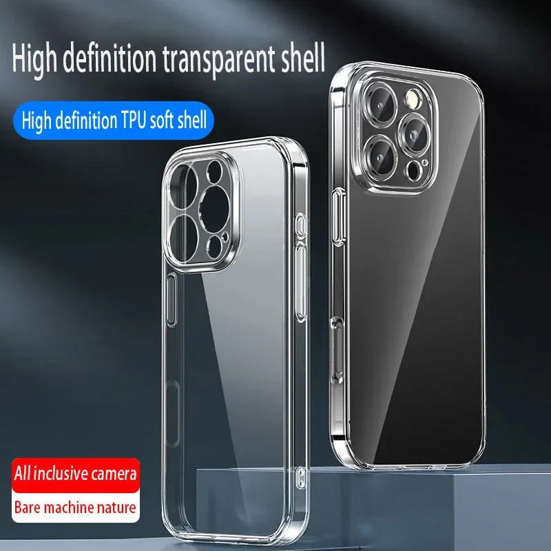 Luxuriöse halbtransparente Handyhülle aus gehärtetem Glas für 17 Air 16 15 14 13 12 Mini 11 Pro Max 7/8 Plus, stoßfeste harte Rückseite