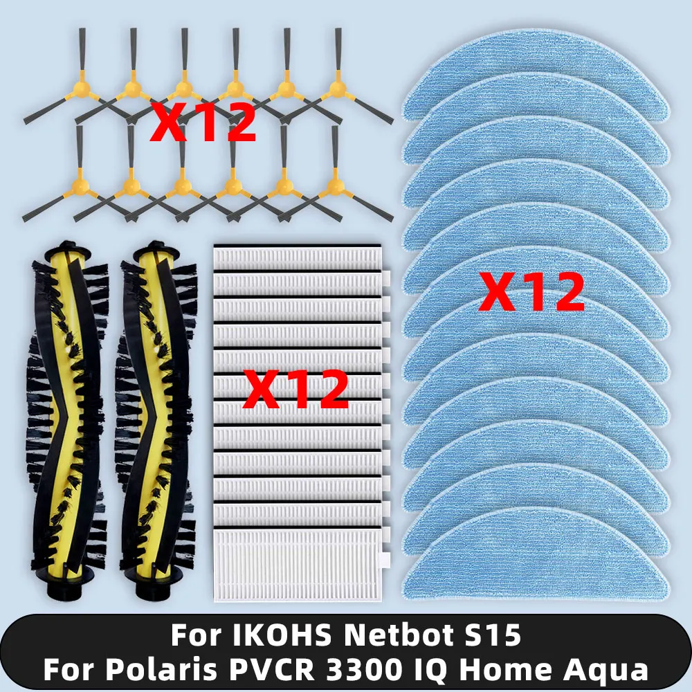 

Compatible For ( IKOHS Netbot S15 / Polaris PVCR 3300 IQ Home Aqua ) Spare Parts Filter Main Side Brush Mop Cloth Accessories