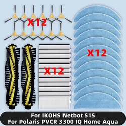 Compatible For ( IKOHS Netbot S15 / Polaris PVCR 3300 IQ Home Aqua ) Spare Parts Filter Main Side Brush Mop Cloth Accessories