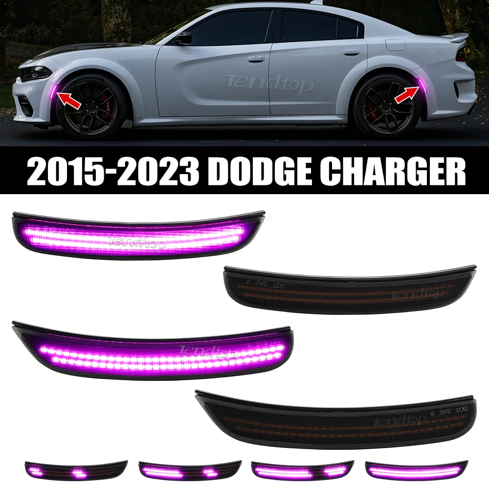 Dynamic Pink Purple LED Front Rear Bumper LED Side Marker Light For Dodge Charger 2015 2016 2017 2018 2019 2020 2021 2022 2023