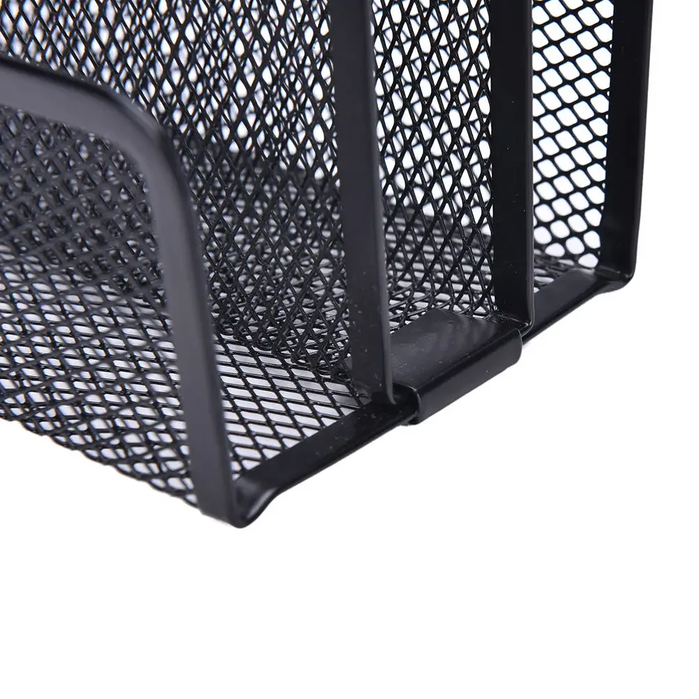 Black Metal Mesh Desk Organizer Desktop Letter Sorter Mail Tray File Organiser Office Book Holder Business Home Bookends