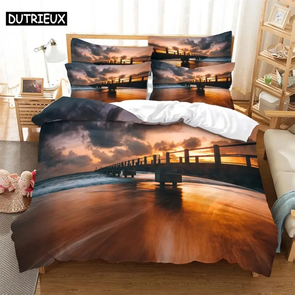 

Bridge 3D Digital Comfortable Duvet Quilt Cover Pillowcase Bedding Set Children Bedroom Decoration Home Textile