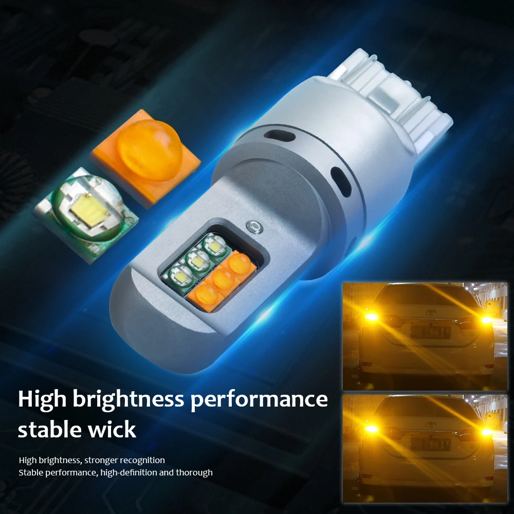 Oprah 2x 1157 BAY15D P21/5W T20 7443 W21W T25 3157 P27/7W LED Bulb Canbus 12SMD Car Turn Signal Reverse Brake Light White Amber