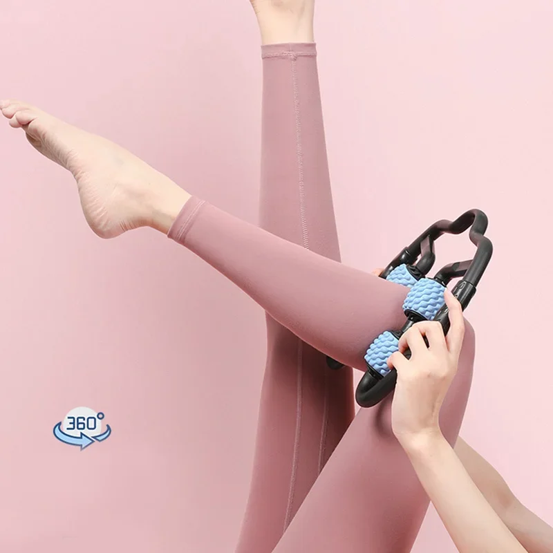 

Foam Roller Massager 4 Wheels Muscle Roller Massager Manual Dual Angle Deep Tissue 360 Degrees Muscle Massage