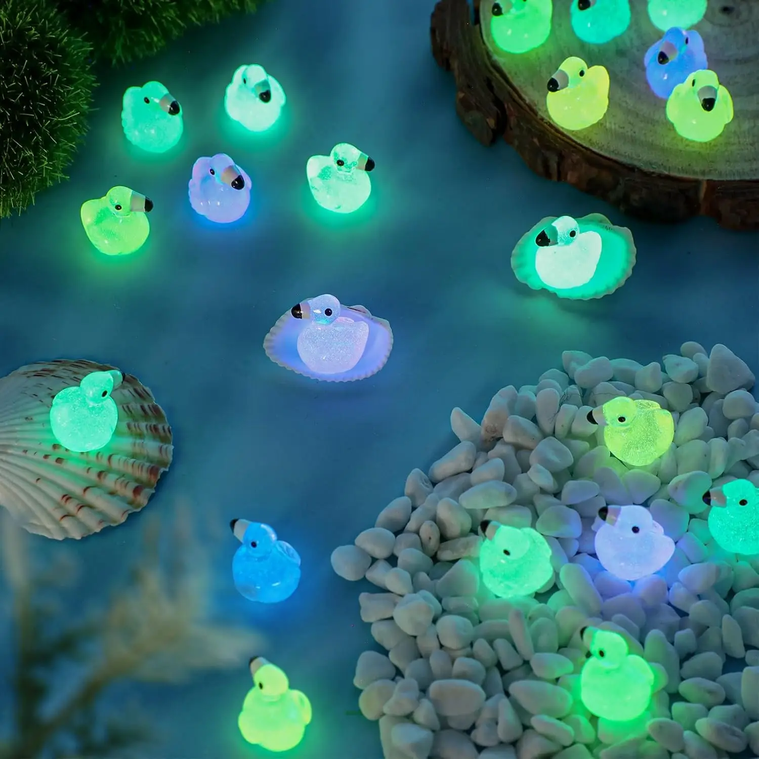 10/20 قطعة مضيئة صغيرة الراتنج فلامنغو البط توهج في الظلام طيور النحام شخصيات حيوانات صغيرة Crafts بها بنفسك الحرف لحديقة الجنية مايكرو