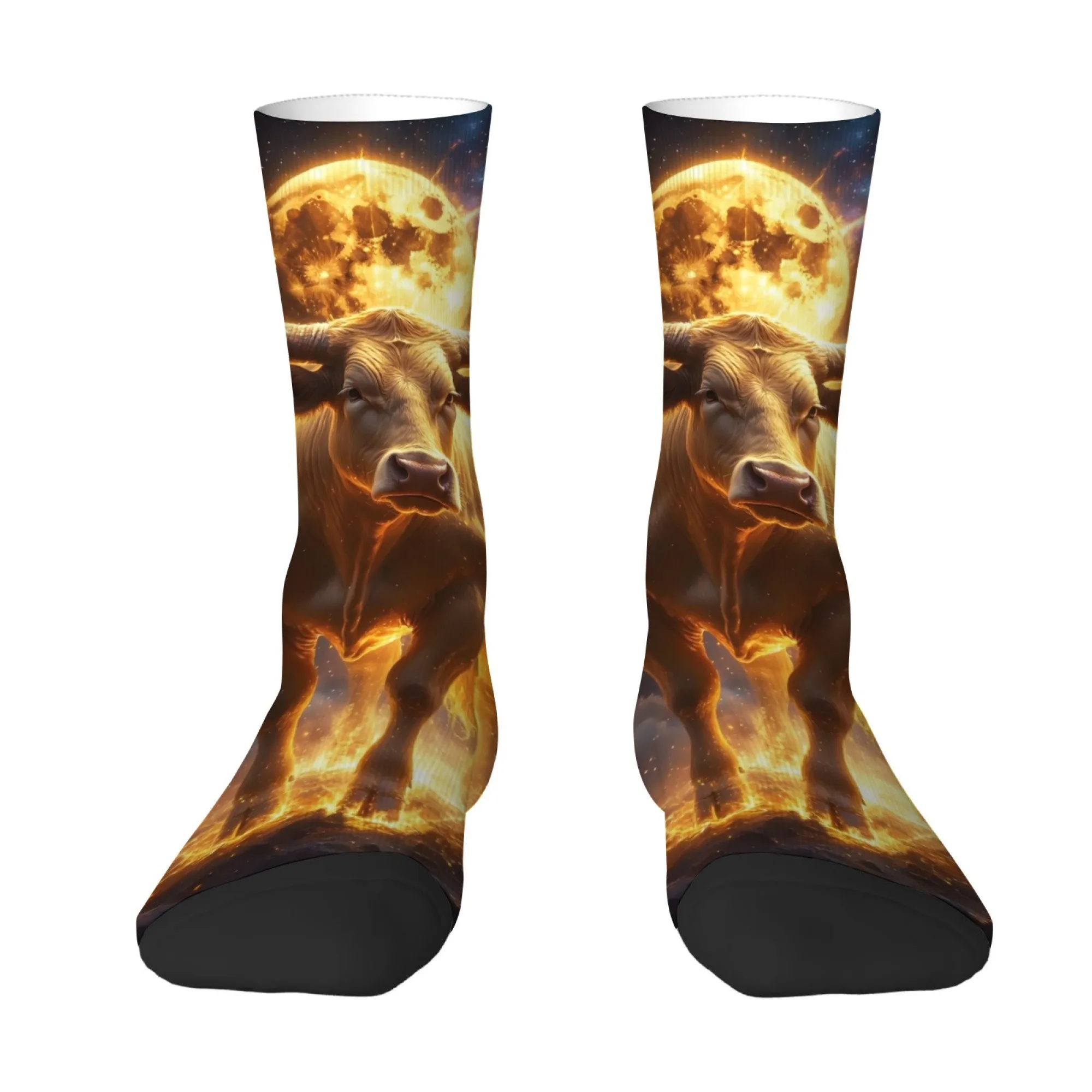 Calcetines misteriosos Flame Bull para hombre, estilo Retro Harajuku, novedad, divertidos calcetines de compresión, calcetines deportivos informales antideslizantes transpirables
