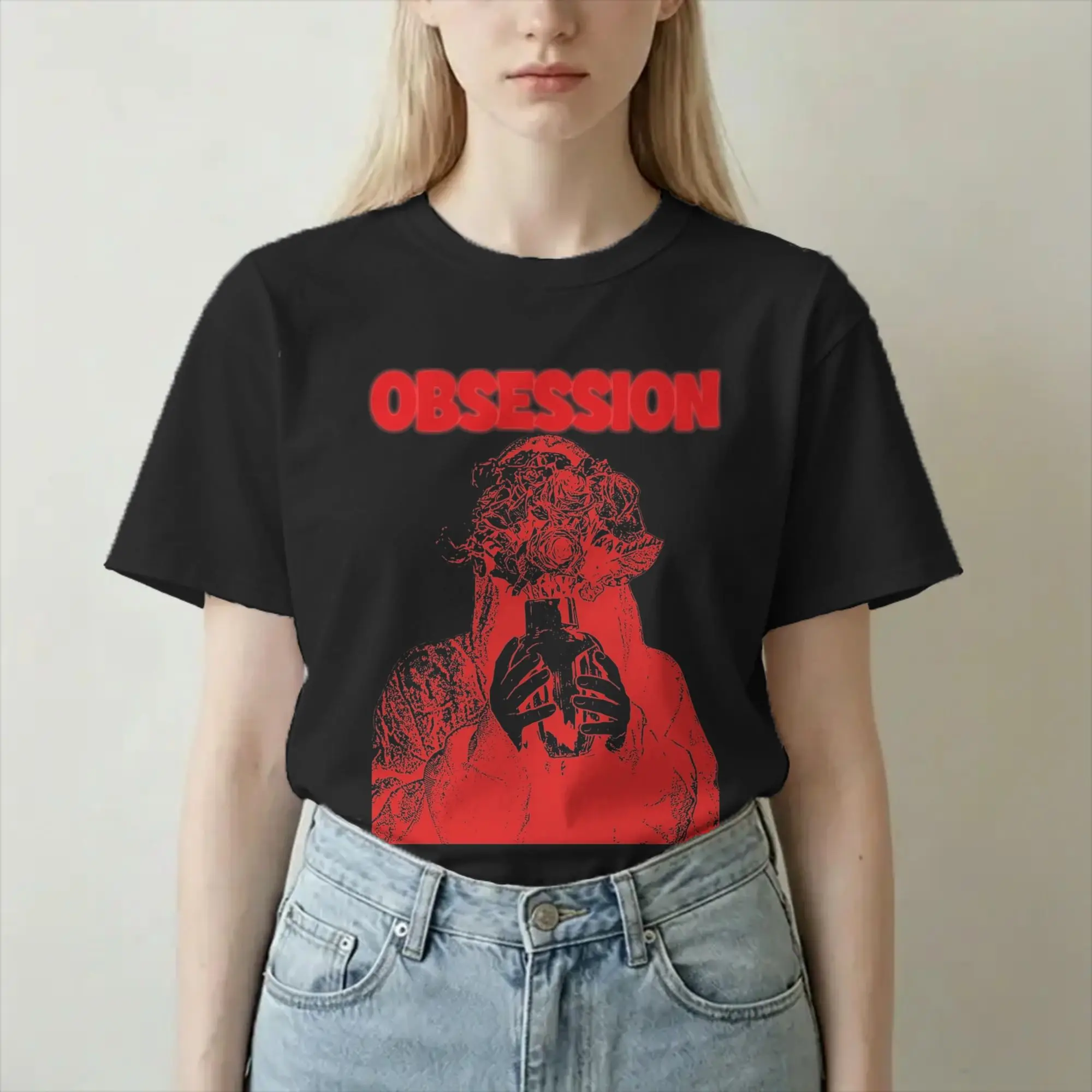 Camisetas humorísticas do filme Obsession para homens e mulheres, gola redonda, 100% algodão, camiseta de manga curta, roupas plus size