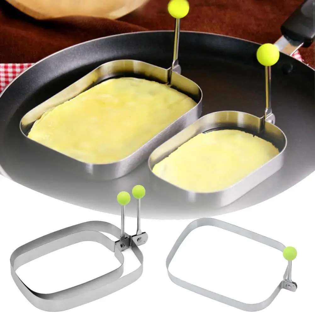 Pancake Mold Stainless Steel Anti-deformed Oblong Storage Make Omelet with Handle Heat Resistant Cake Mold Cooking Tool