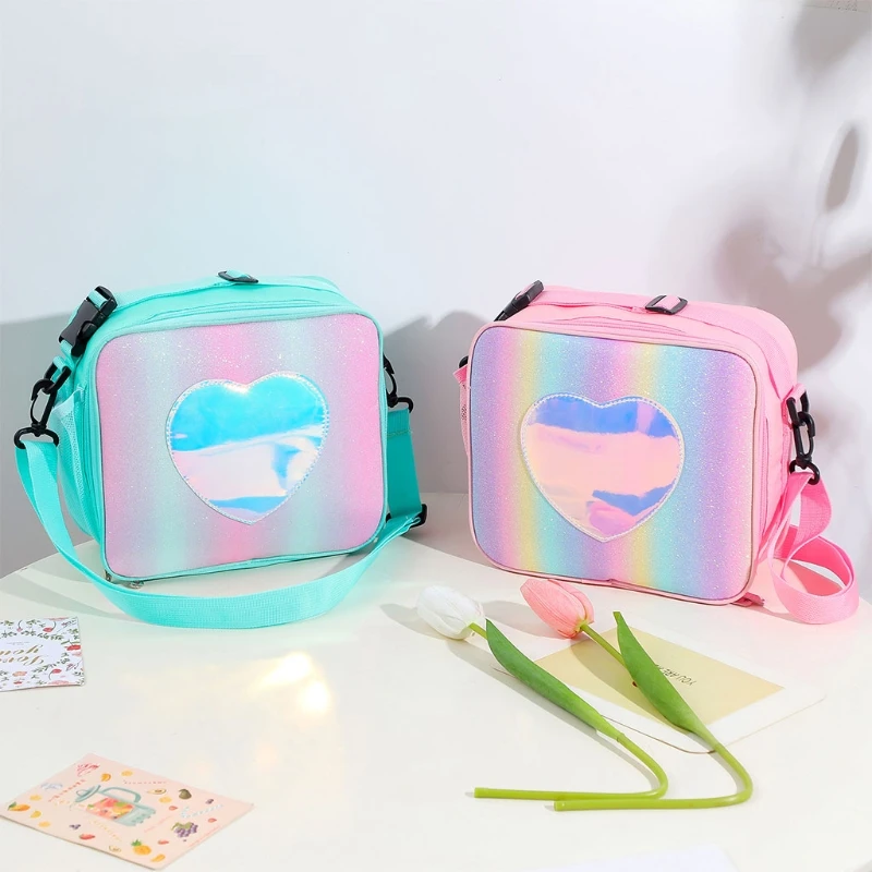 Holografische Lunchtasche, isolierte Lunchbox, Kühler, Tragetaschen, Picknickbehälter, Aufbewahrungsorganisator für Frauen, Büro