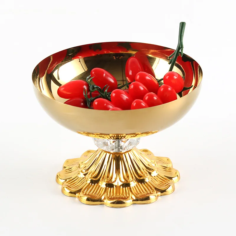 

Металлическое блюдо в стиле абстрактного искусства, фруктовница, круглое блюдо для фруктов на высокой ножке с основанием в форме лепестков, поднос для хранения из нержавеющей стали, тарелка для закусок