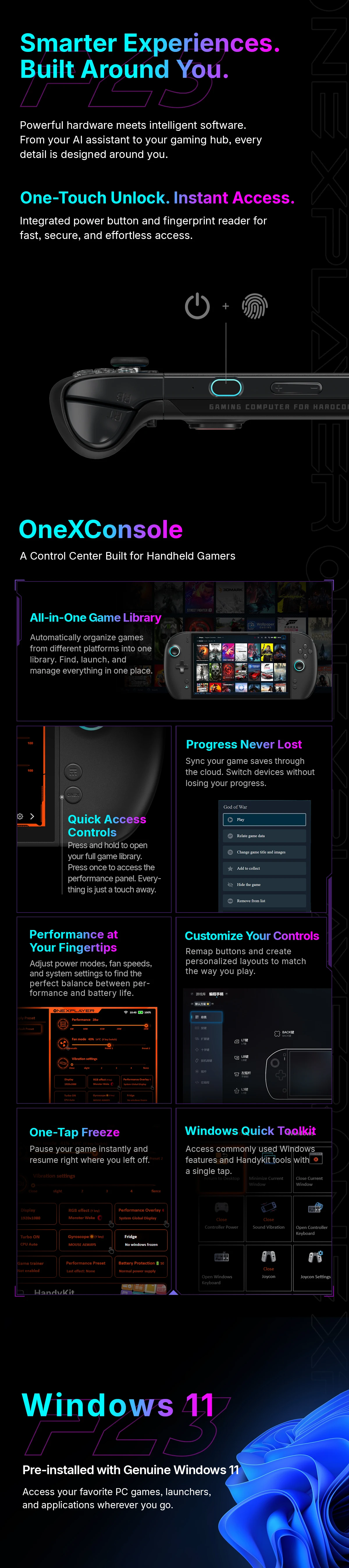 OneXPlayer 3 G3e 3-in-1 Windows Gaming Handheld 8.8 Inch 144Hz AMOLED Intel Arc G3 Extreme Portable Game Console