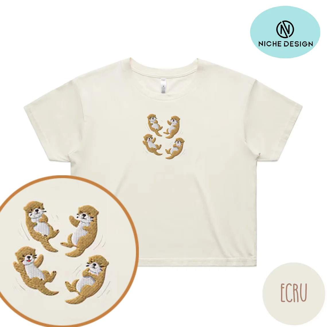 Embroidered Otter Shirt, Comfort Colors Tee, Cute Animal T-shirt for Women, Otters Holding Hands, Adorable Ocean River Animal Lo