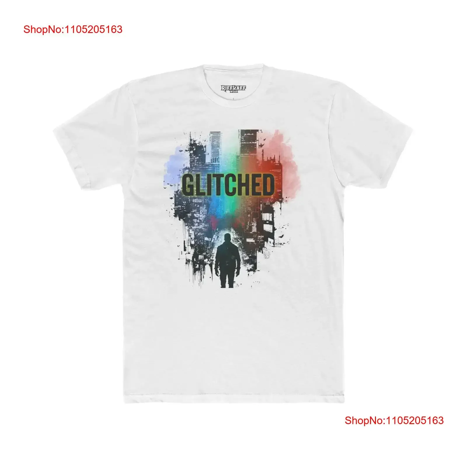 Glitched Cotton Crew T Shirt Urban Streetwear Style Riff Raff Wear vintage Washed Stretched Comfortable graphic fashion homme