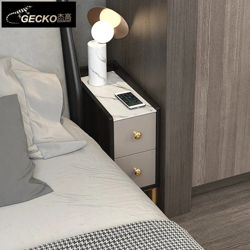 

ZL Bedside Table Solid Wood Bedroom Bedside Cabinet Ultra-Narrow Storage Side Cabinet