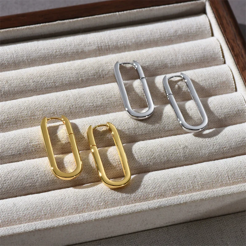 

Геометрические эллиптические U-образные серьги для женщин, модные простые для повседневных поездок на работу, винтажные изысканные универсальные украшения