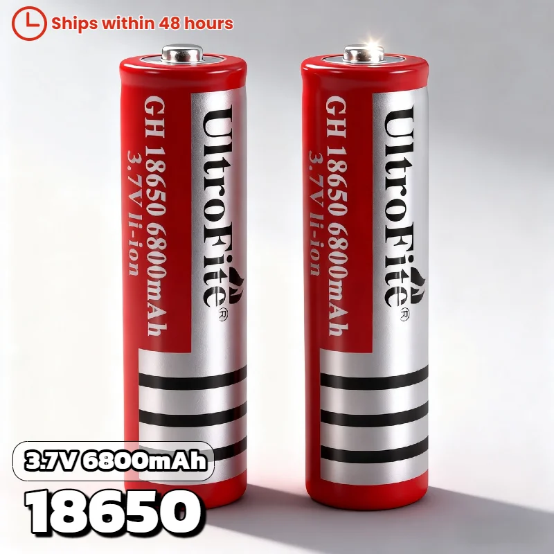 Universal 18650 Battery 3.7V 6800mAh Rechargeable High Capacity Li-ion for Flashlight, RC Toy, Remote Control