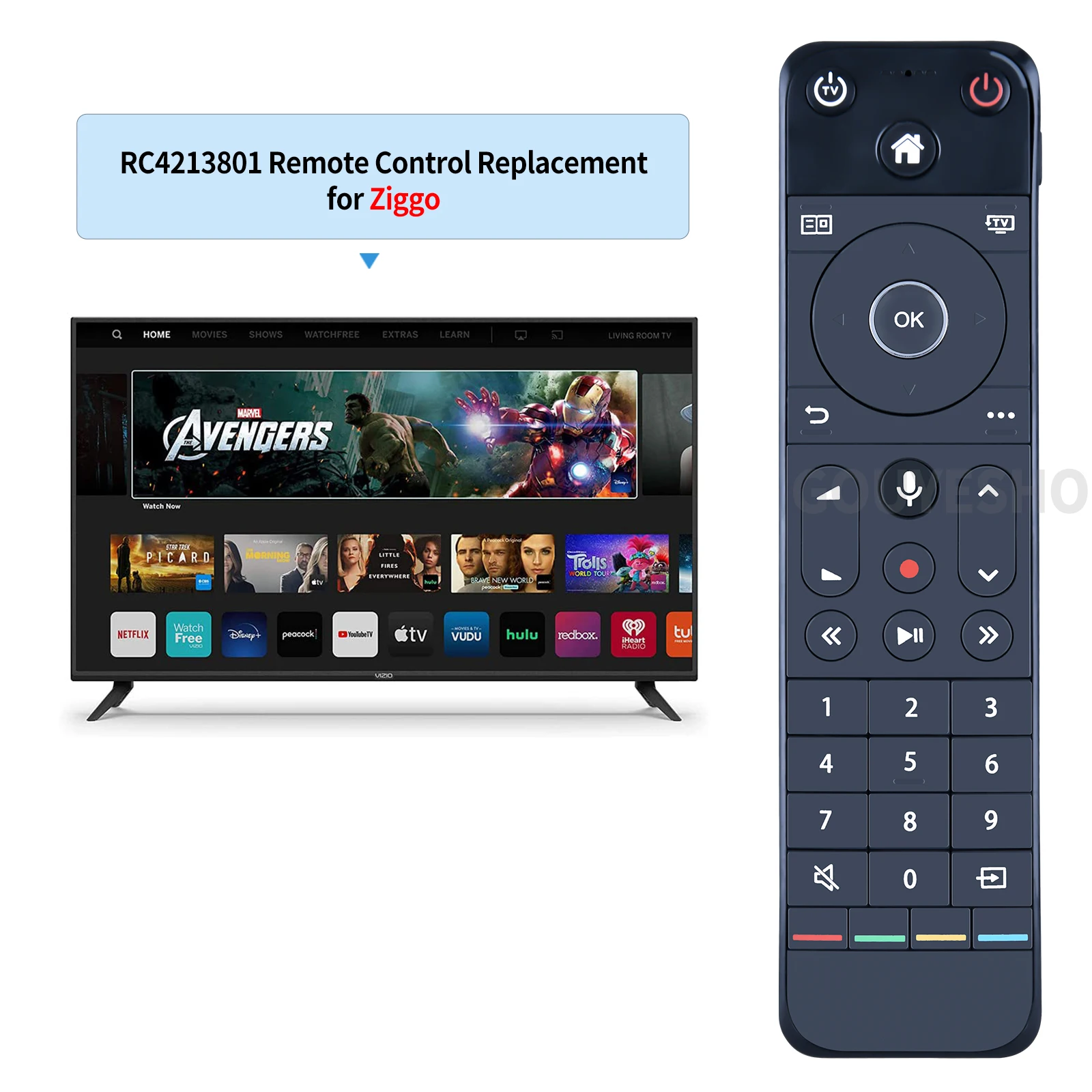Novo controle remoto para LGI Babylon LIBERTY GLOBAL RCU RC 4213801   RC 4213801 /01BR Para TV Inteligente Ziggo