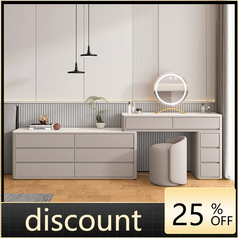 LH solid wood cream style dresser chest cabinet integrated combination light luxury modern bedroom makeup table
