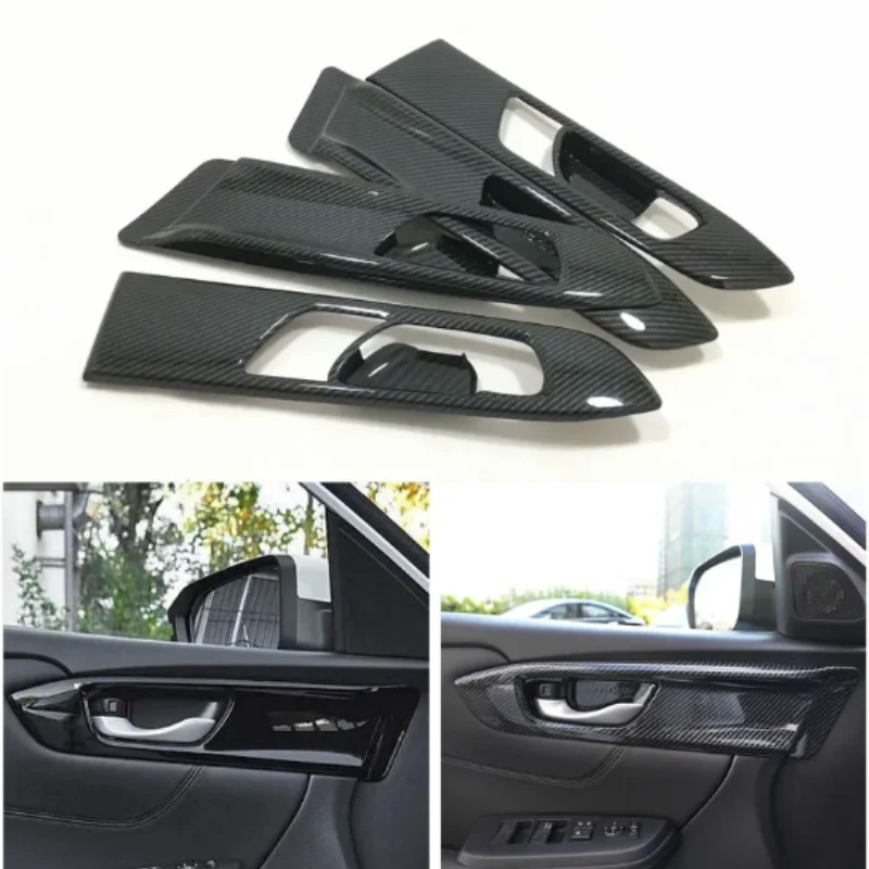 

Carbon Fiber Interior Door Open Handle Panel Cover Trim For Honda Crider 2018-2019